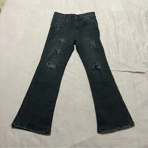 HUDSON Kids Flare Leg Girls Size 7 High Rise Distressed Black Adjustable Waist